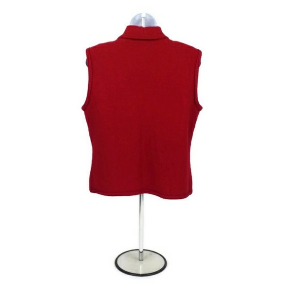 Vintage Coldwater Creek Red Boiled 100% Wool Sleeveless Vest Womens Size Medium - Picture 4 of 16